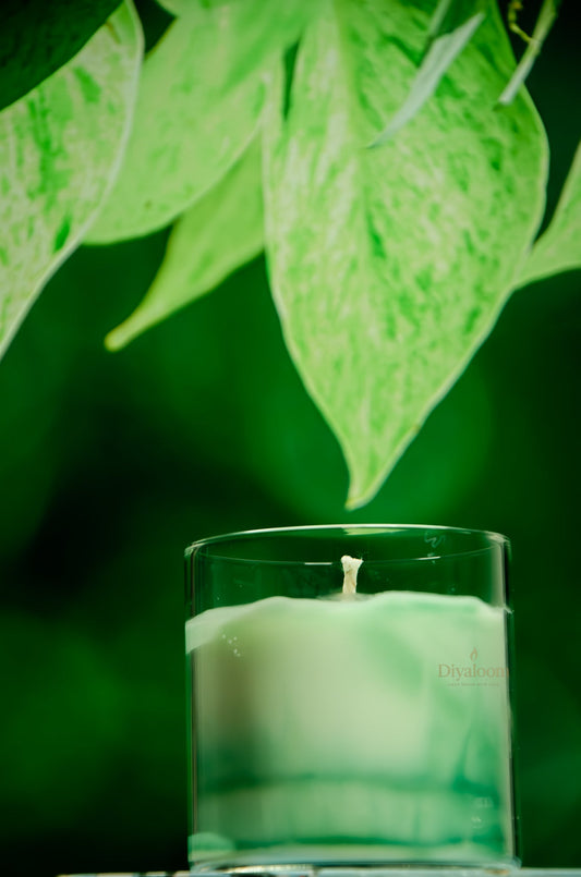 Green Marble Glass Jar Candle Diyaloom