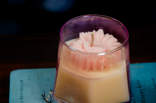 Blush Bloom Soy Candle in Pink Crystal Glass Diyaloom