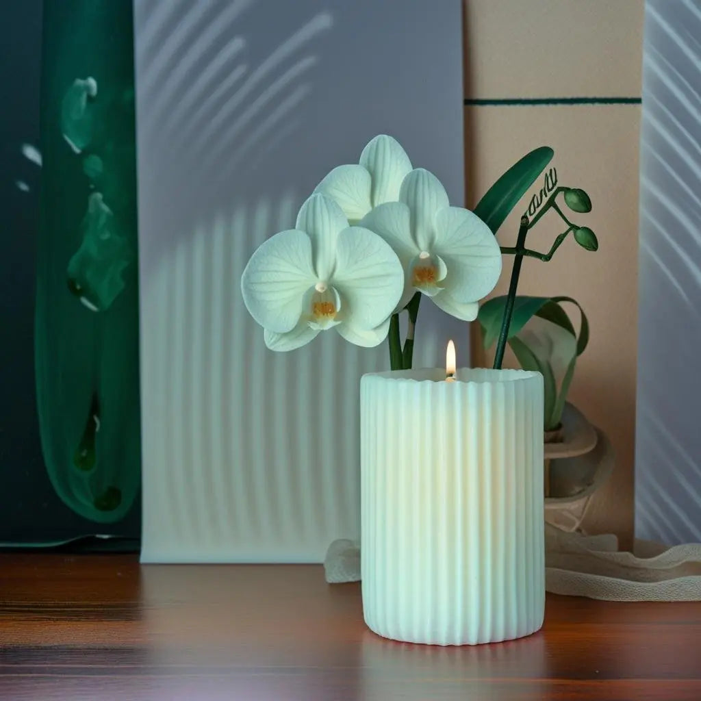 Ribbed Pillar Candle Diyaloom