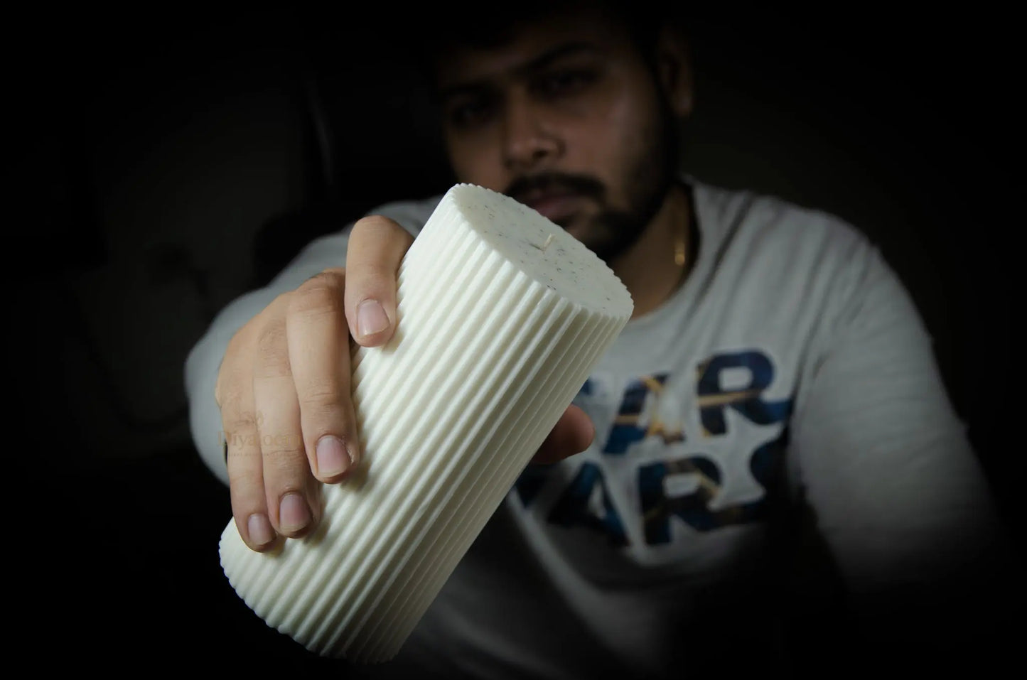 Tall Ribbed Pillar Candle Diyaloom