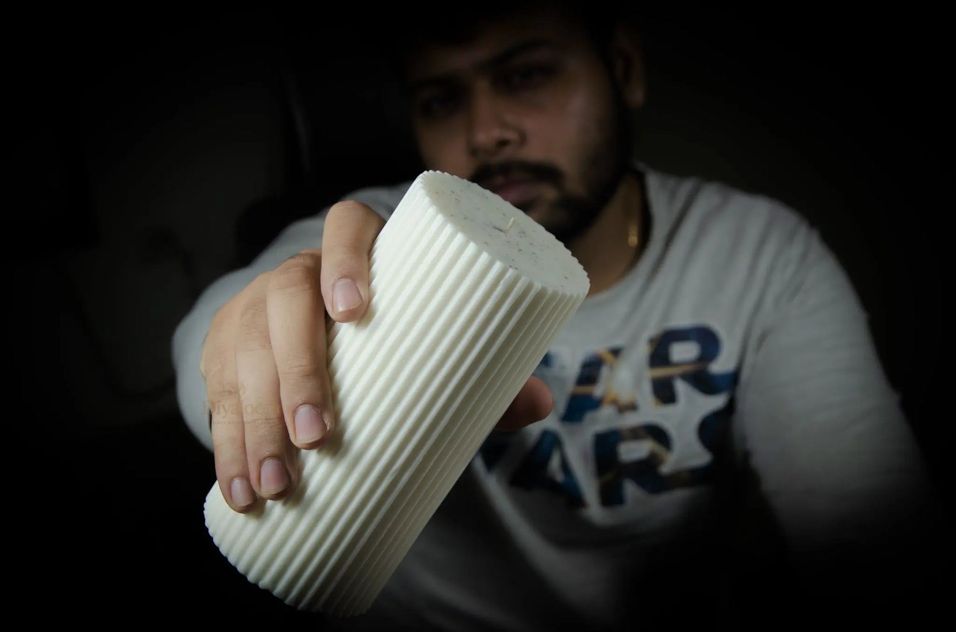 Tall Ribbed Pillar Candle Diyaloom