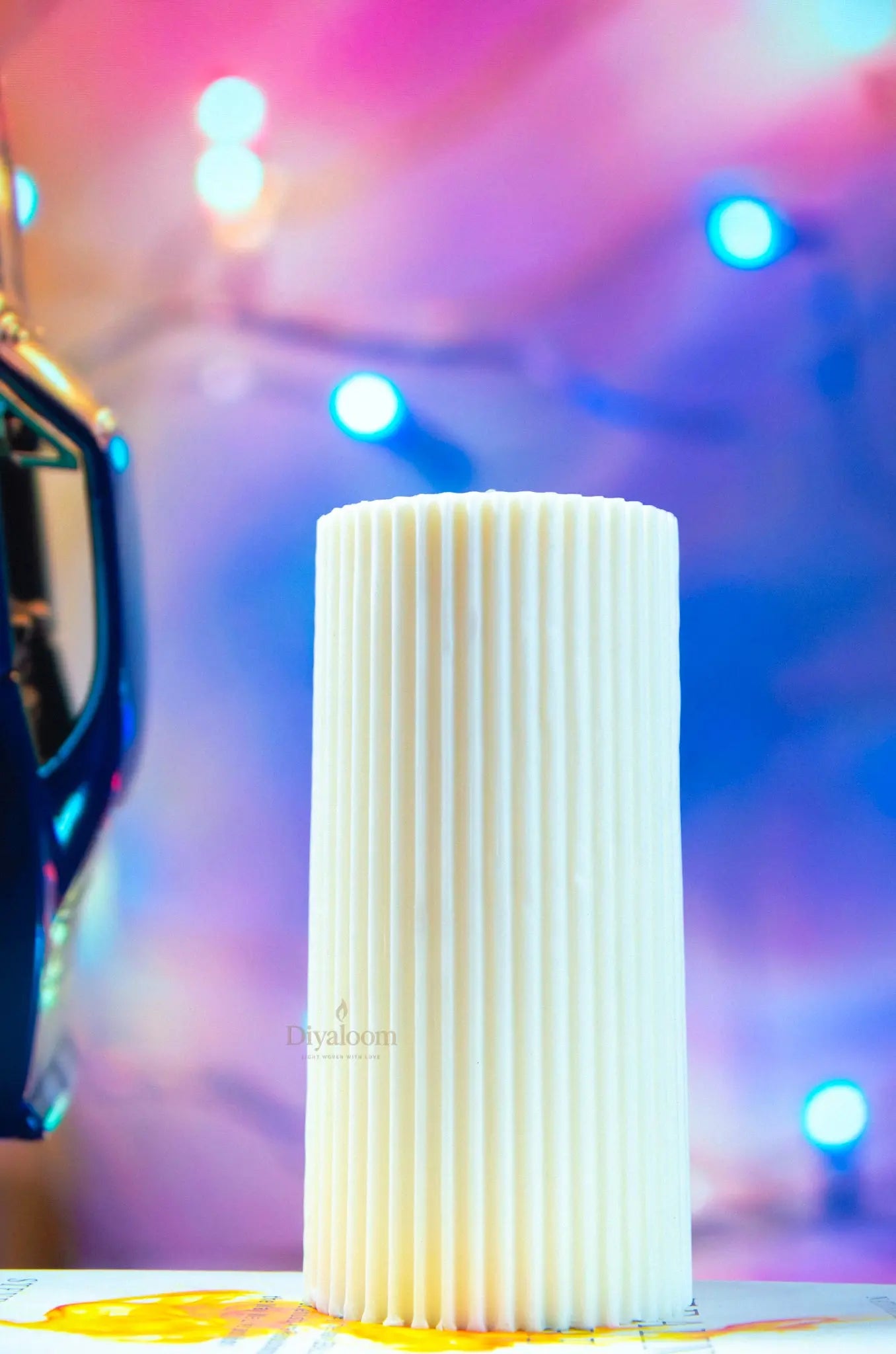 Tall Ribbed Pillar Candle Diyaloom