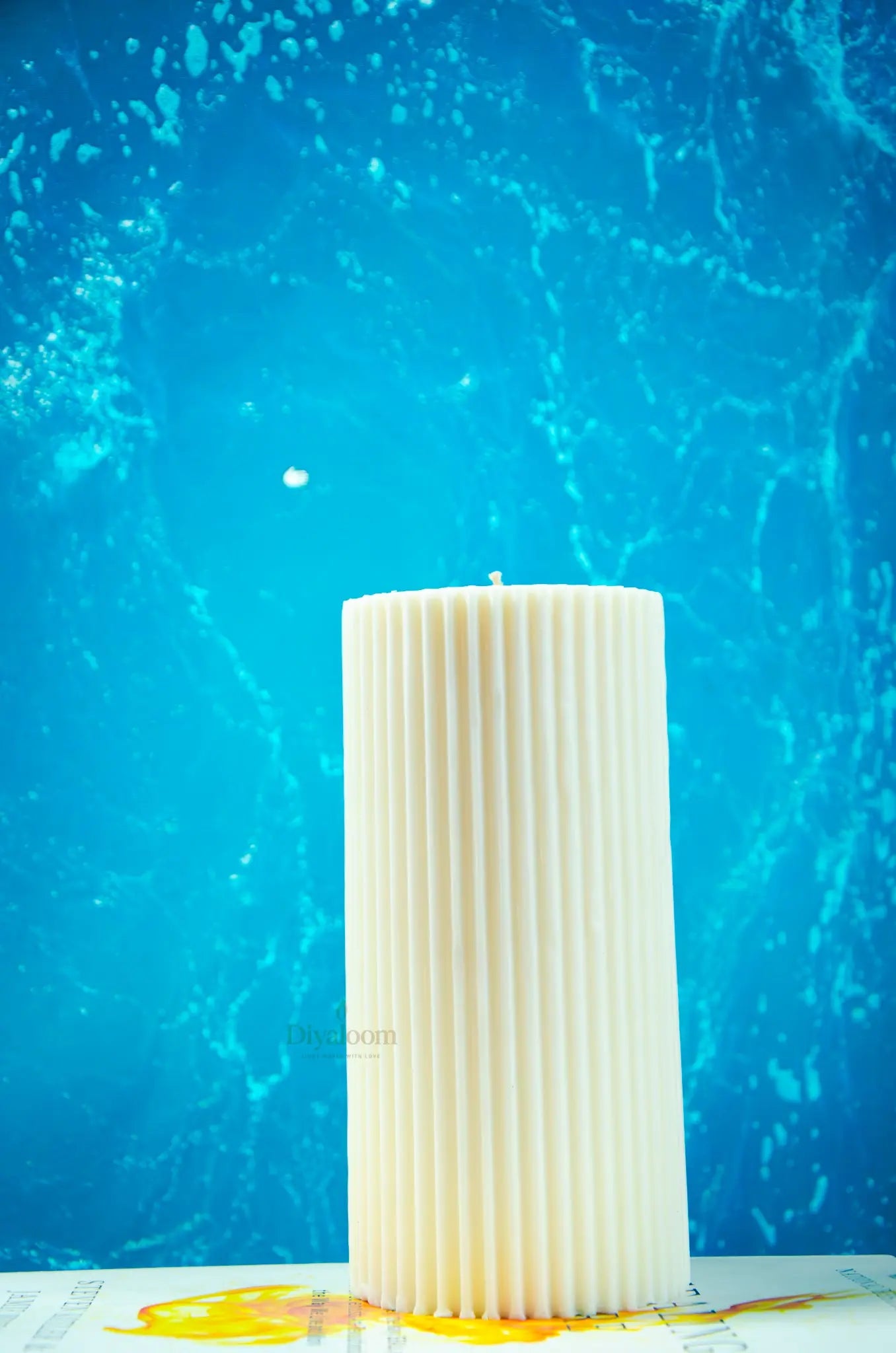 Tall Ribbed Pillar Candle Diyaloom