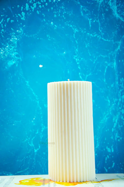 Tall Ribbed Pillar Candle Diyaloom