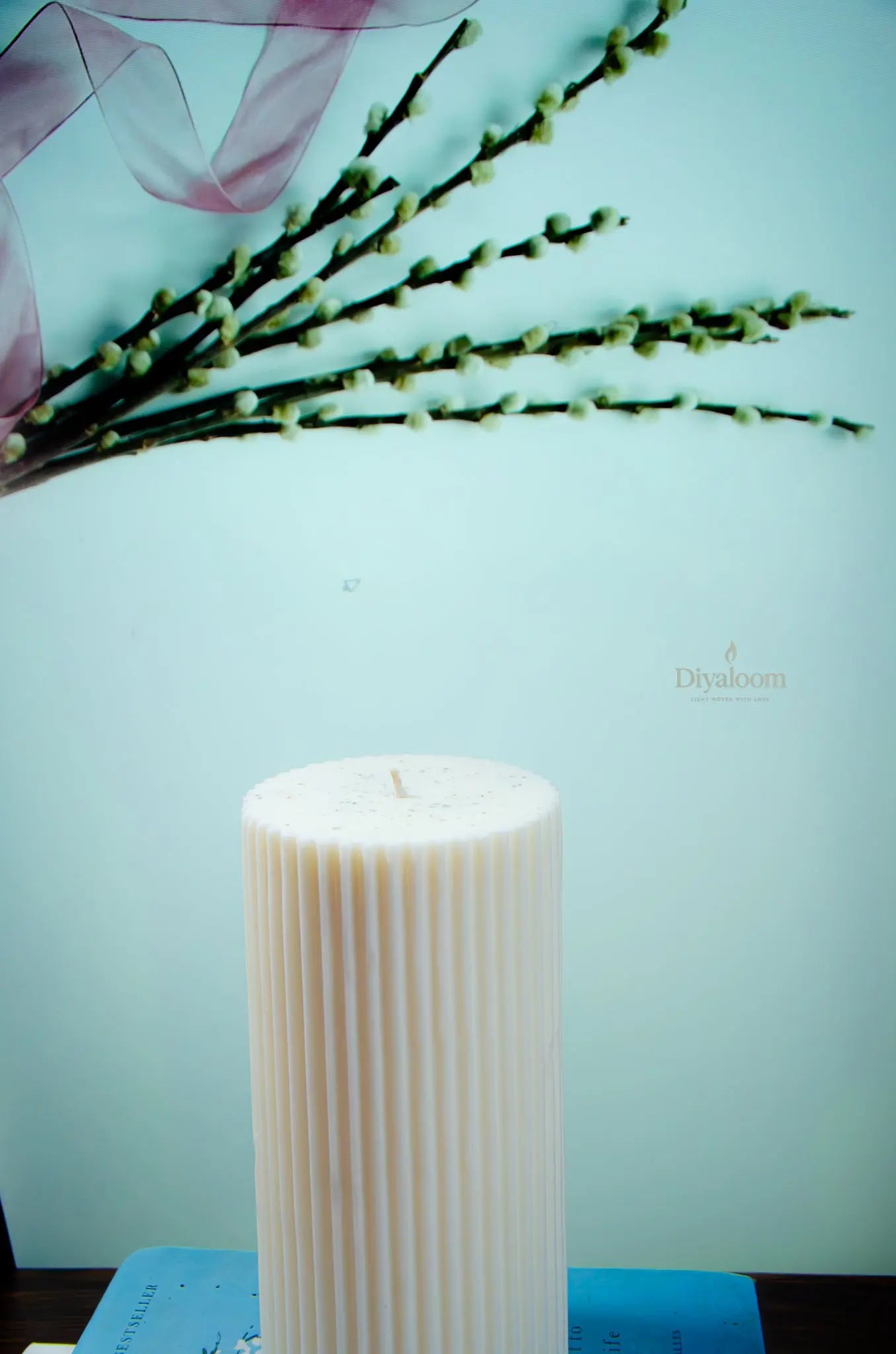 Tall Ribbed Pillar Candle Diyaloom