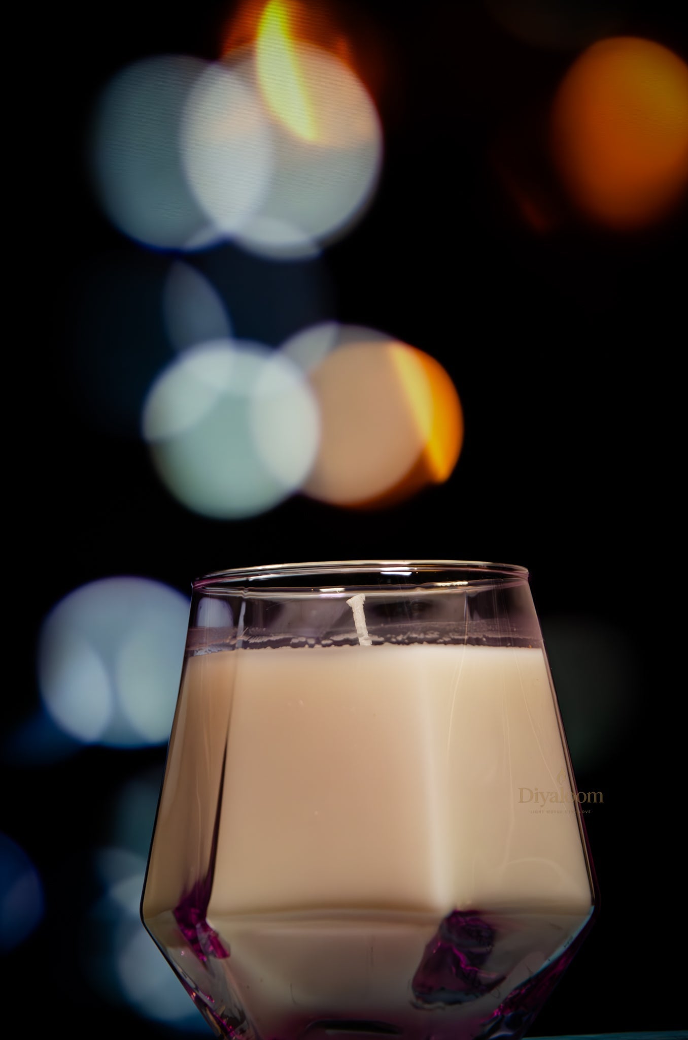 Blush Bloom Soy Candle in Pink Crystal Glass Diyaloom