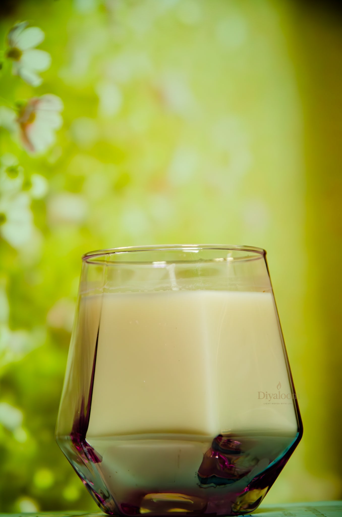 Blush Bloom Soy Candle in Pink Crystal Glass Diyaloom