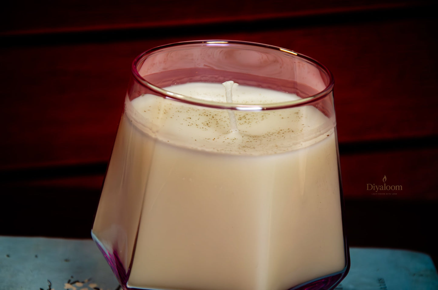 Blush Bloom Soy Candle in Pink Crystal Glass Diyaloom