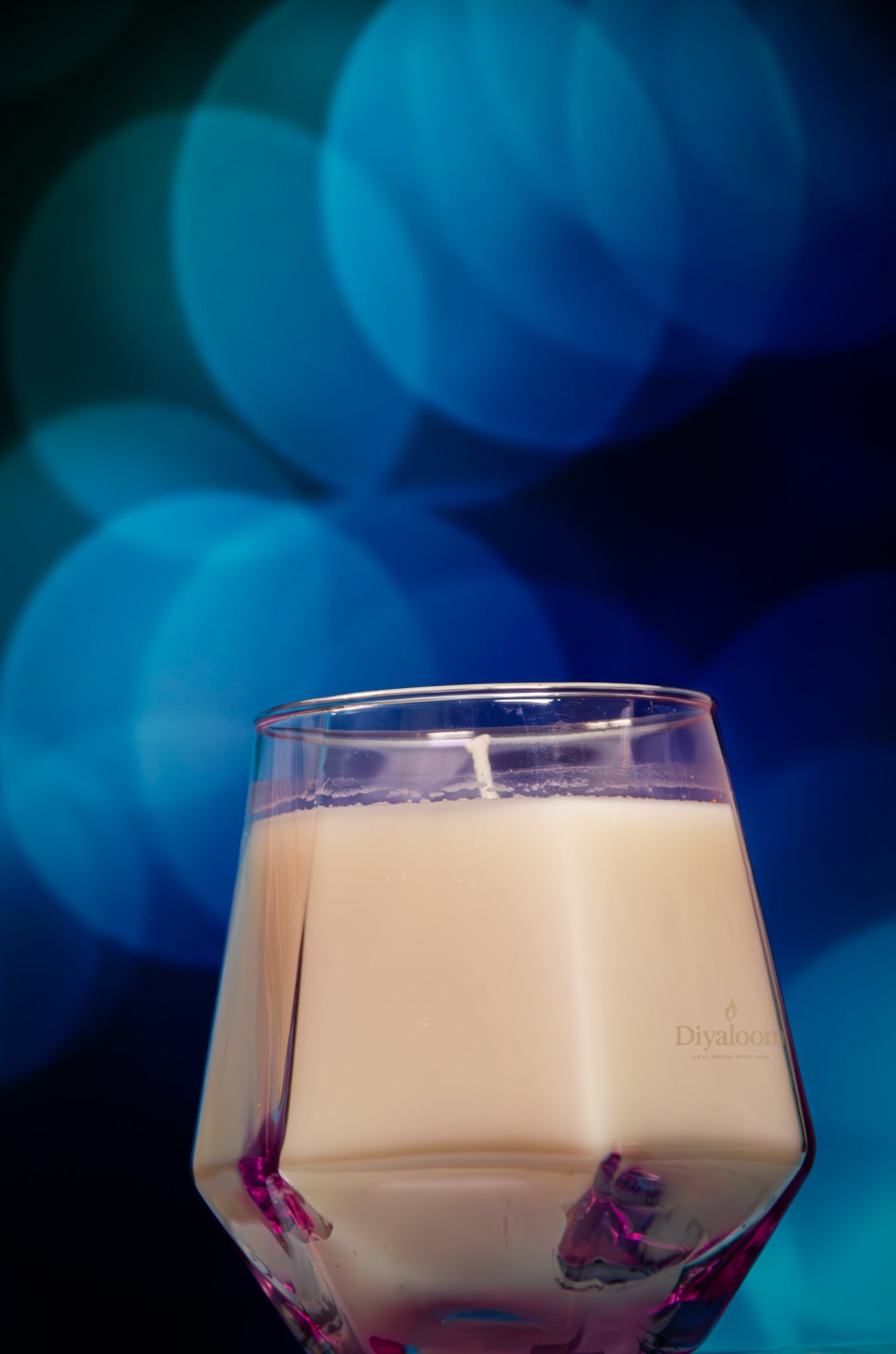 Blush Bloom Soy Candle in Pink Crystal Glass Diyaloom