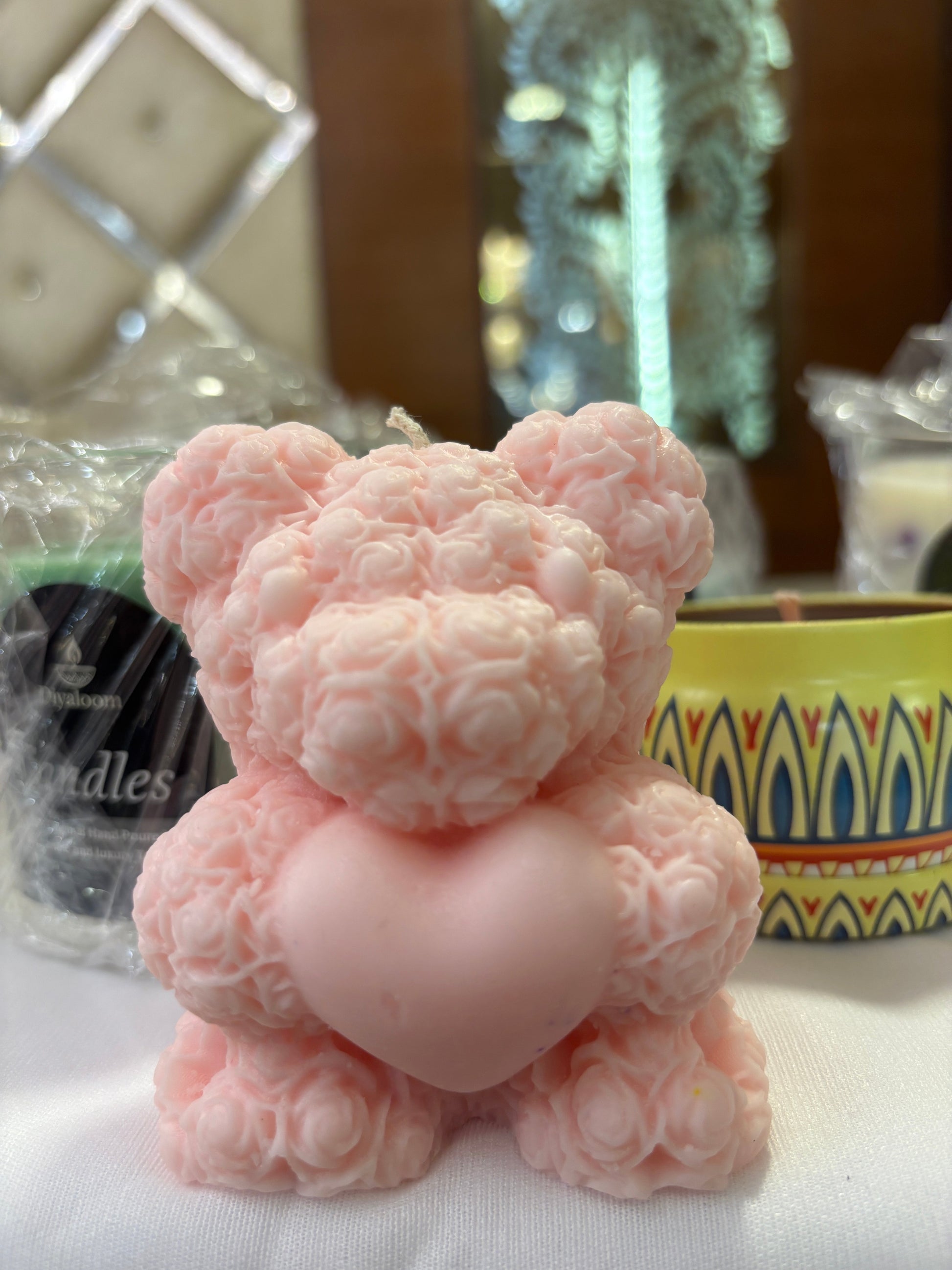 Rose Teddy Candle with Heart – Romantic Gifting Candle for Birthdays & Valentine’s | Diyaloom Diyaloom